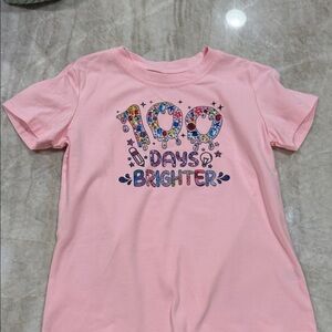 Pink Kids Shirt with '100 Days Brighter' Design